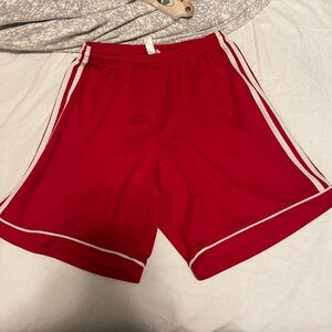 adidas Red Athletic Shorts with White Stripes